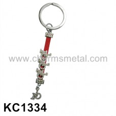 KC1334 - "rb" With Crystal Metal Key Chain